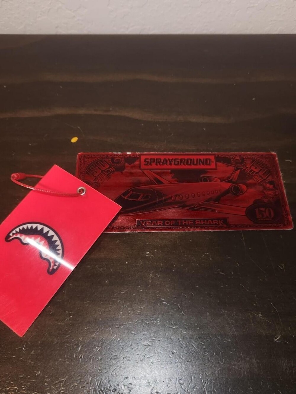 Sprayground Red Year of the Shark Luggage Tag & ID Holder Set